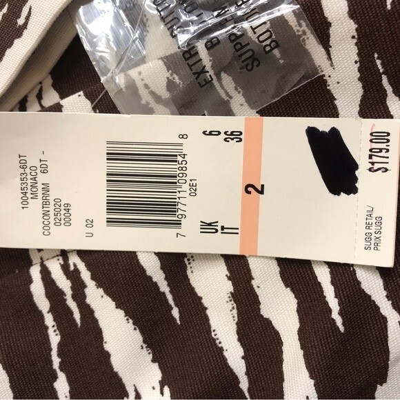 NWT Anne Klein Cropped 3/4 Sleeve Zebra Print Brown Cream Faux Pockets Size 2 - Picture 15 of 16